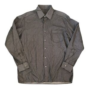Ermenegildo Zegna Shirt Mens XL Black Geometric  Button Up Adult Italy